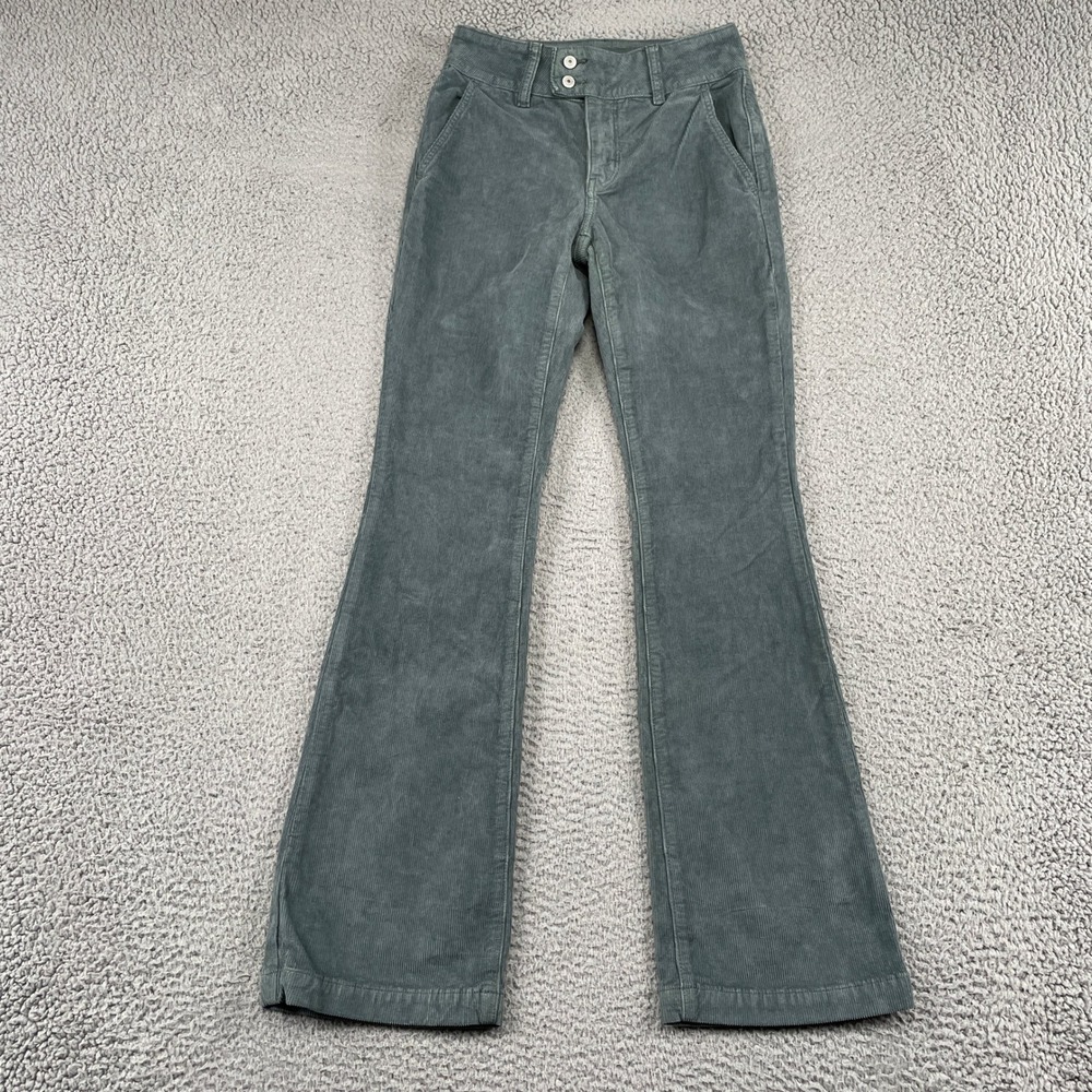 American Eagle Corduroy Pants Womens 2 Green High Rise Kick Boot Stretch 17176